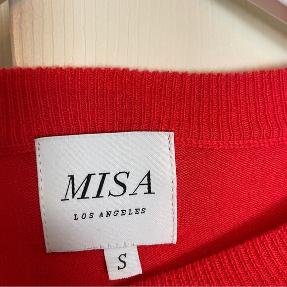 MISA Los Angeles Guthrie Flame Red Puff Long Sleeve Sweater - Picture 11 of 13